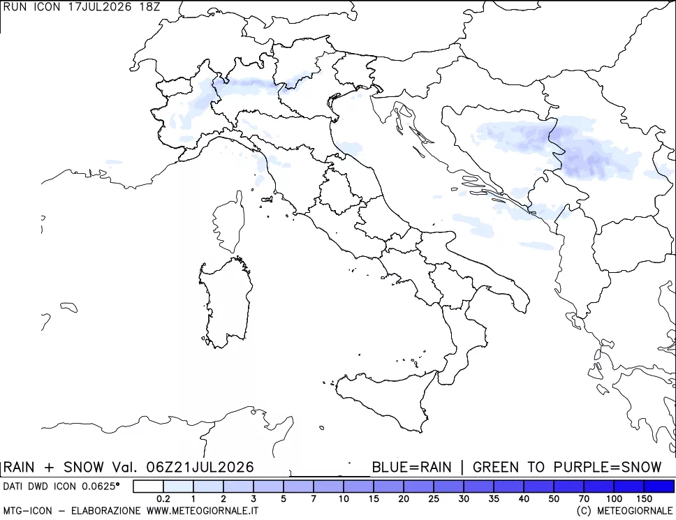 mappa Precipitazioni totali e nevose