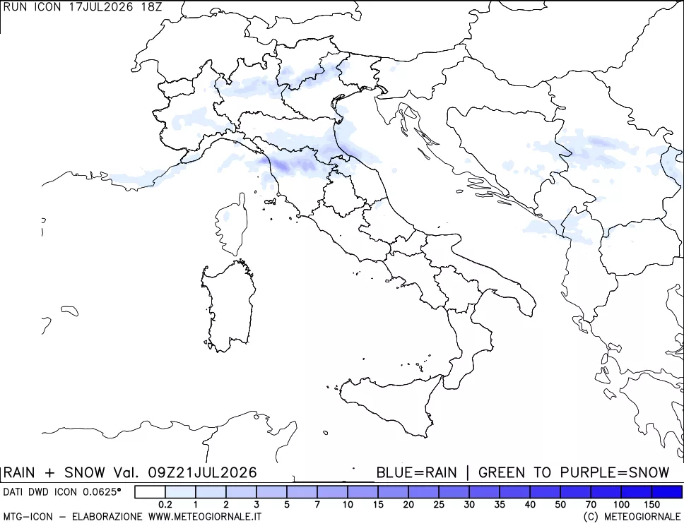 mappa Precipitazioni totali e nevose