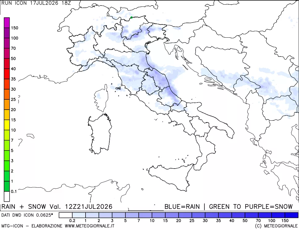 mappa Precipitazioni totali e nevose