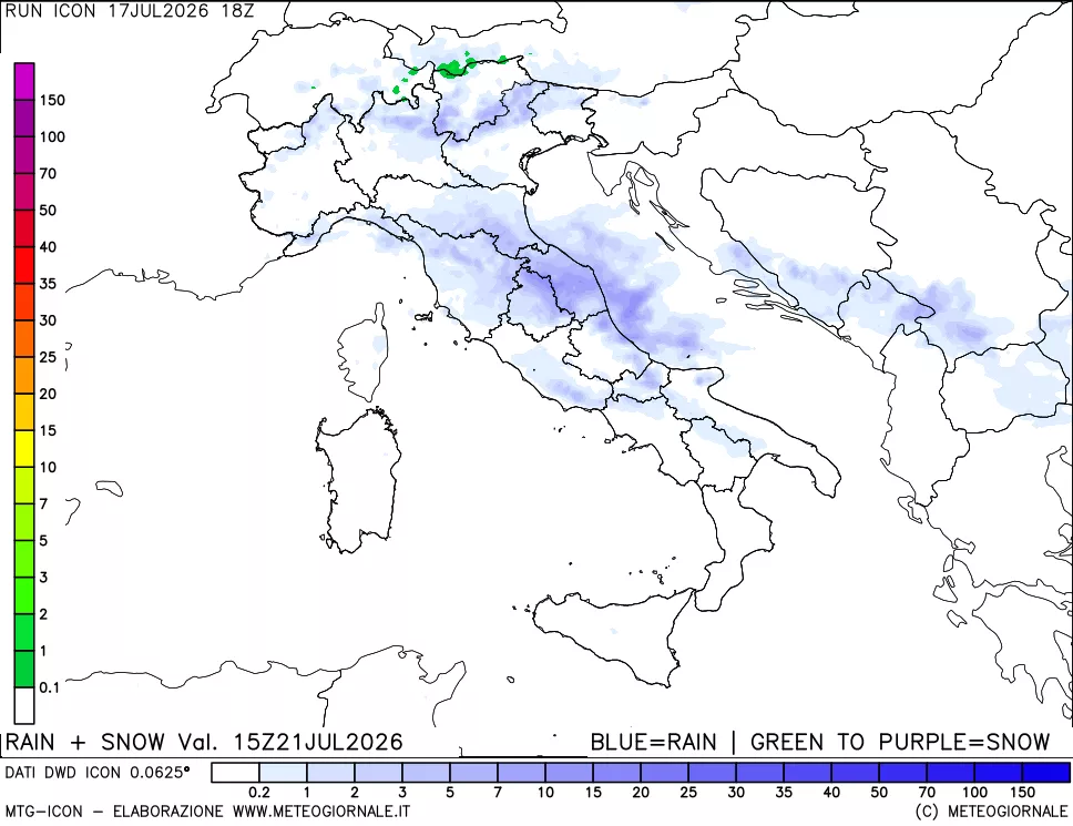 mappa Precipitazioni totali e nevose