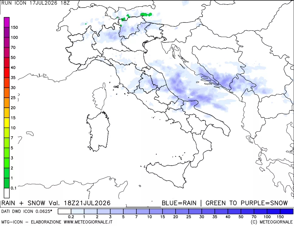 mappa Precipitazioni totali e nevose