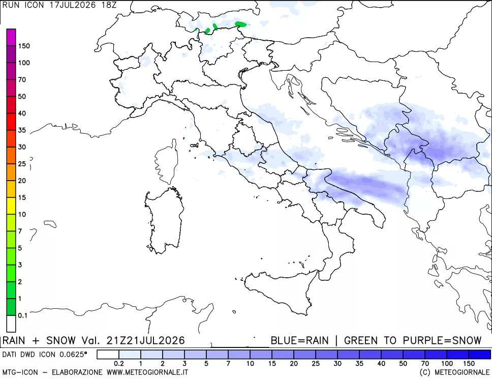 mappa Precipitazioni totali e nevose