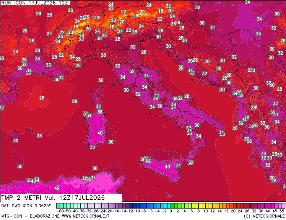 mappa Temp 2 metri