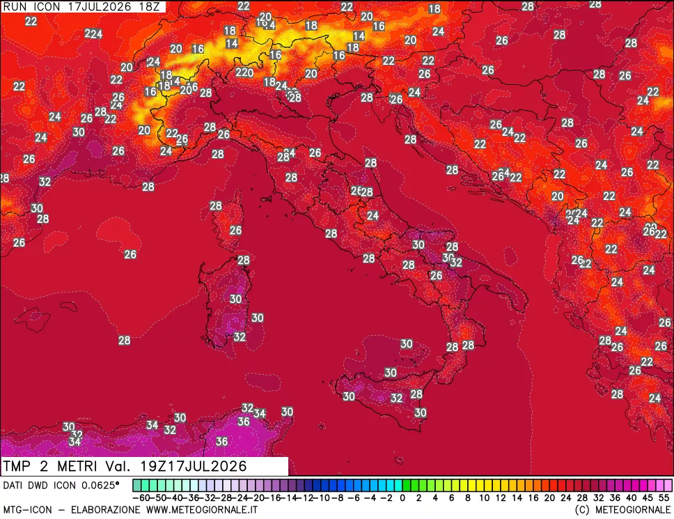 mappa Temp 2 metri