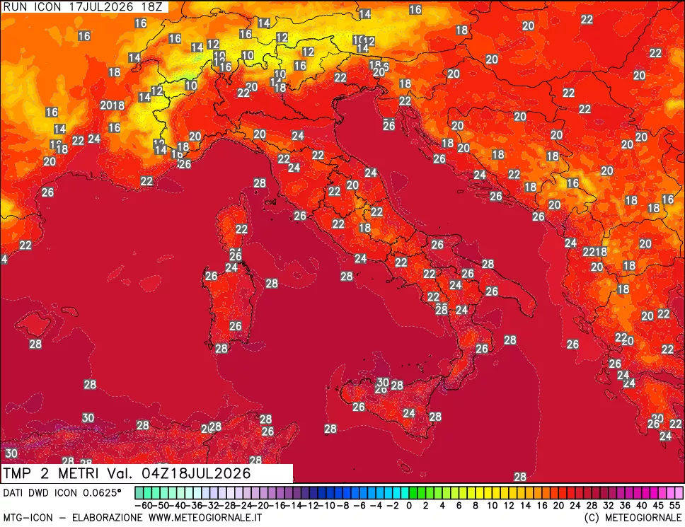 mappa Temp 2 metri