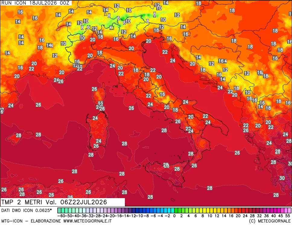 mappa Temp 2 metri