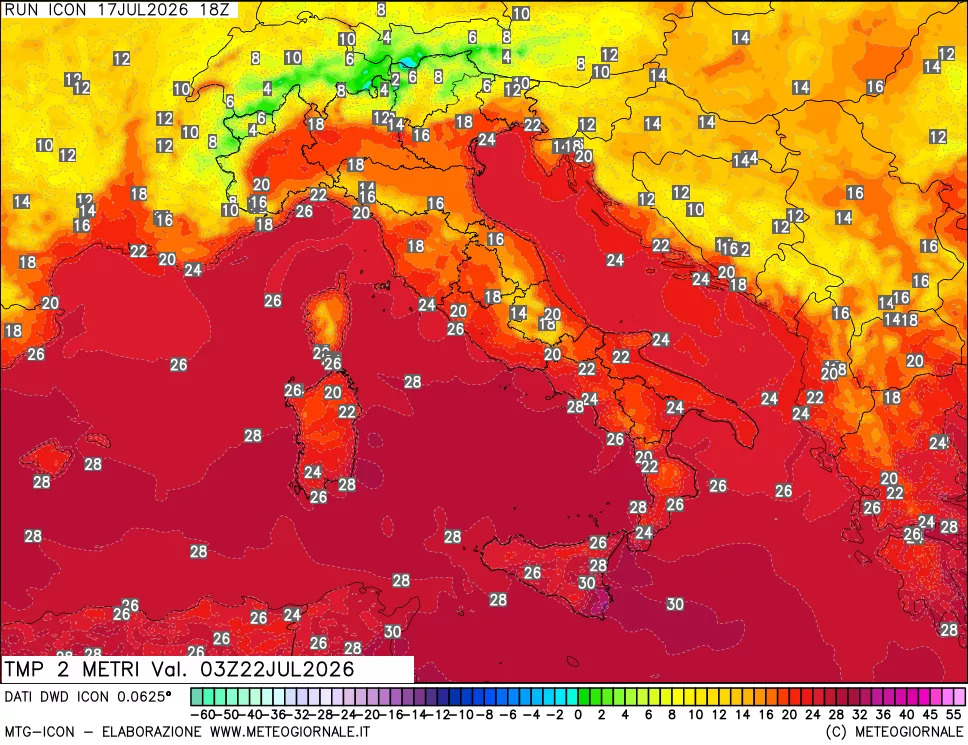mappa Temp 2 metri