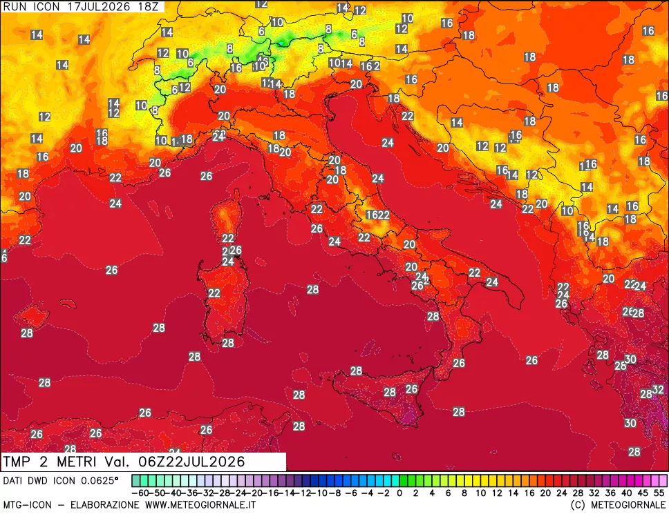 mappa Temp 2 metri
