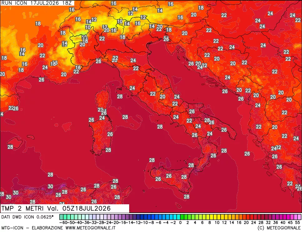 mappa Temp 2 metri