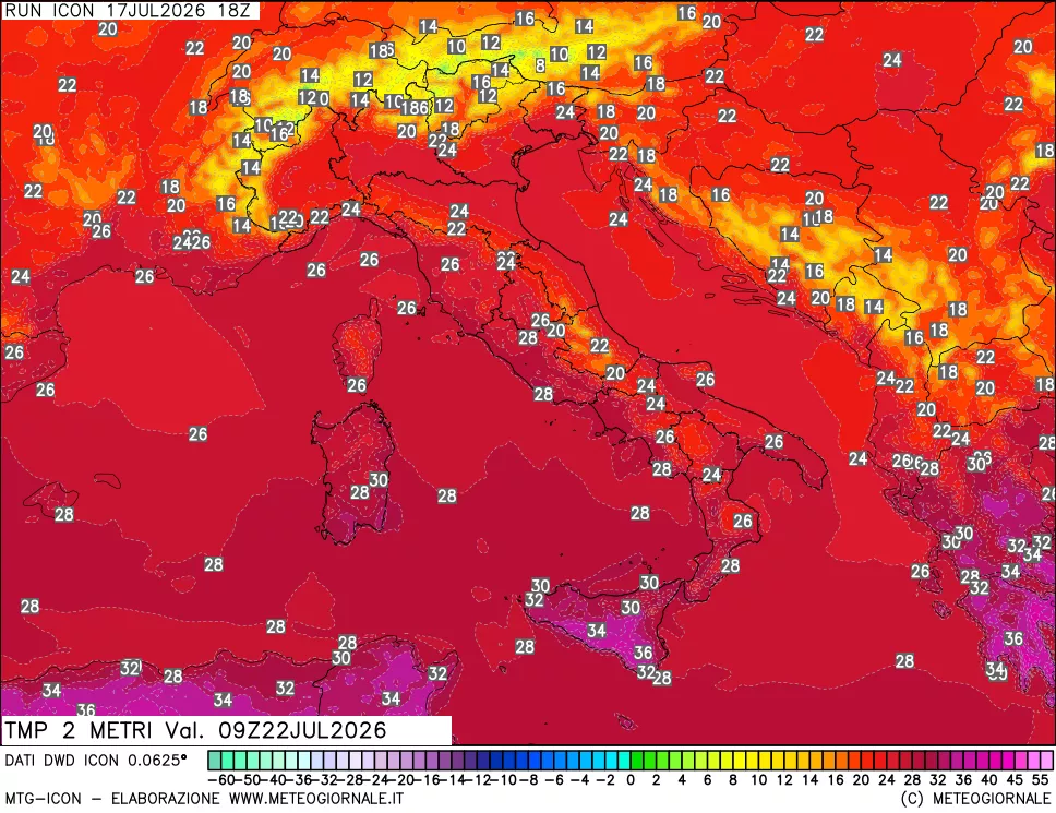 mappa Temp 2 metri