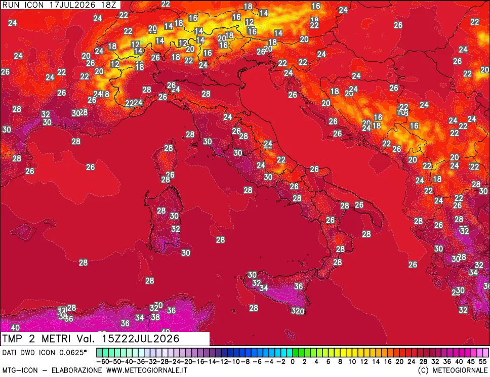 mappa Temp 2 metri