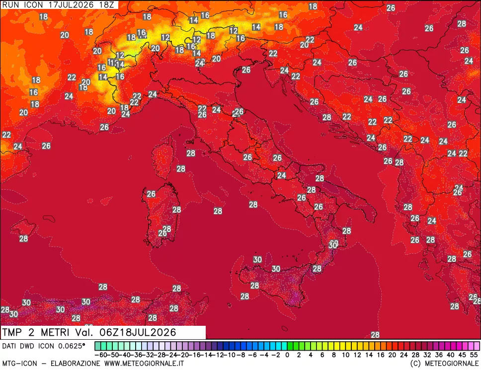 mappa Temp 2 metri