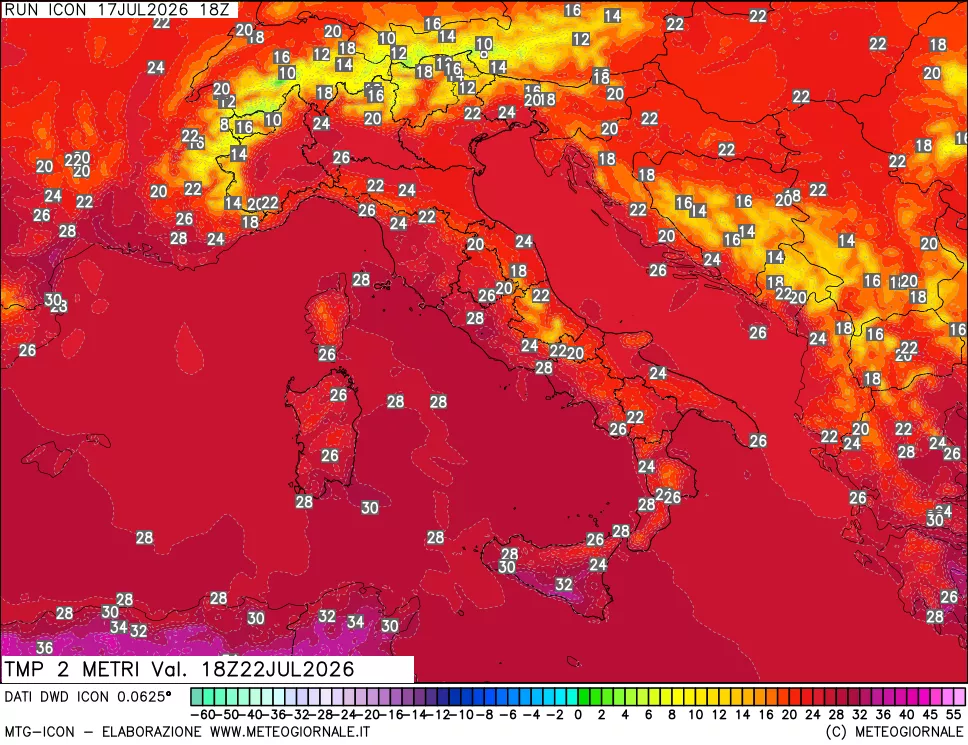 mappa Temp 2 metri