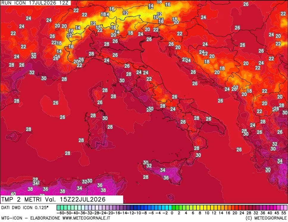 mappa Temp 2 metri