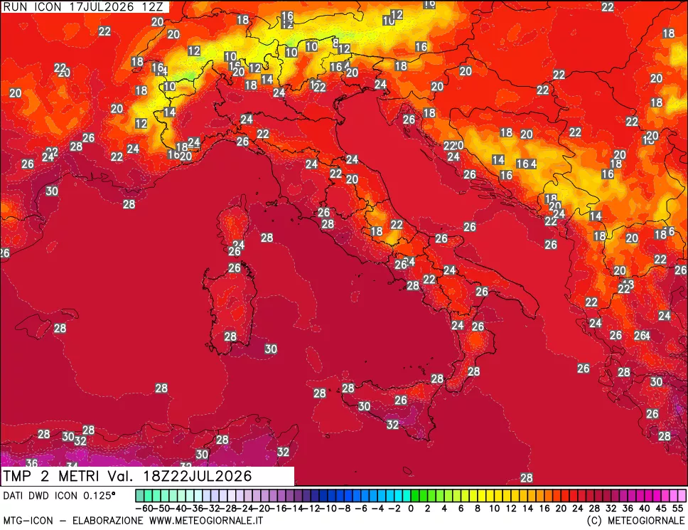 mappa Temp 2 metri