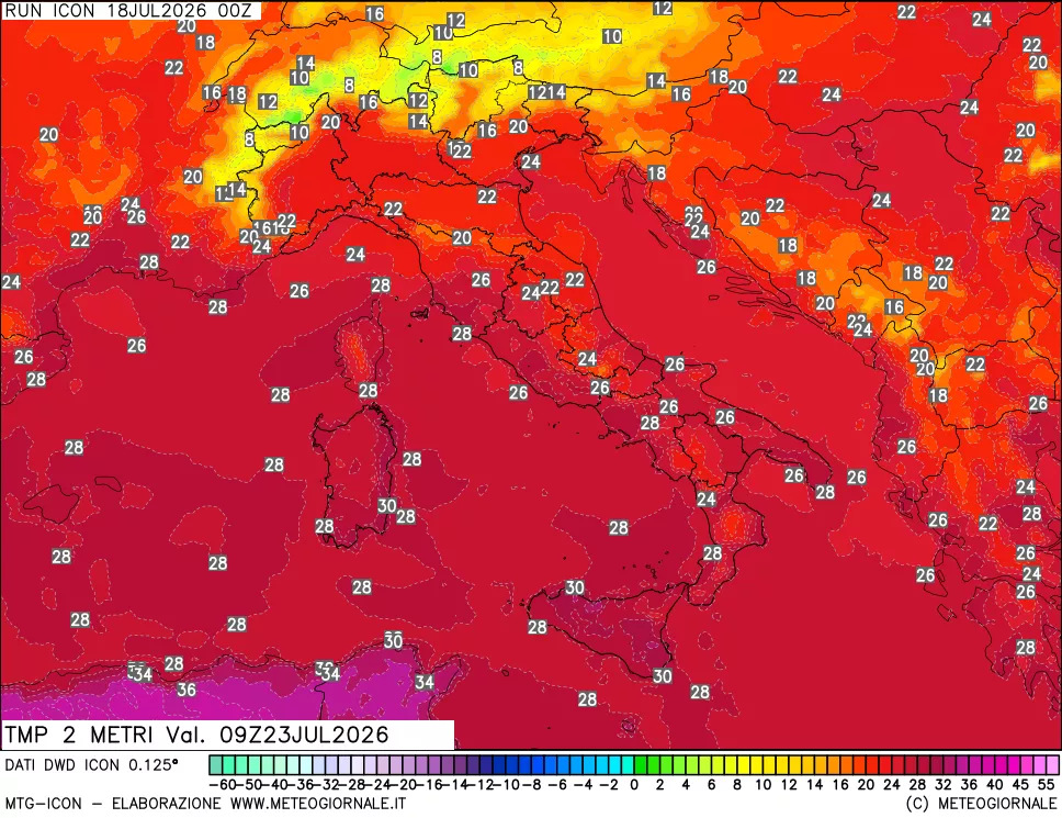 mappa Temp 2 metri
