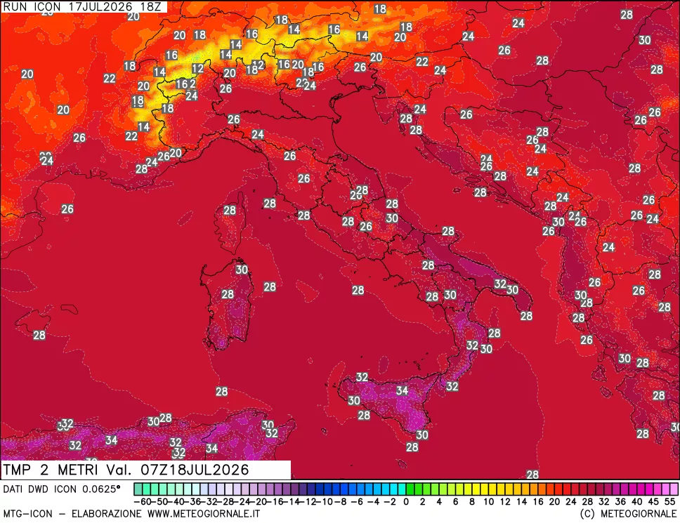 mappa Temp 2 metri