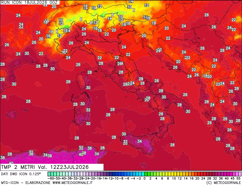 mappa Temp 2 metri