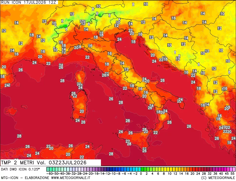 mappa Temp 2 metri