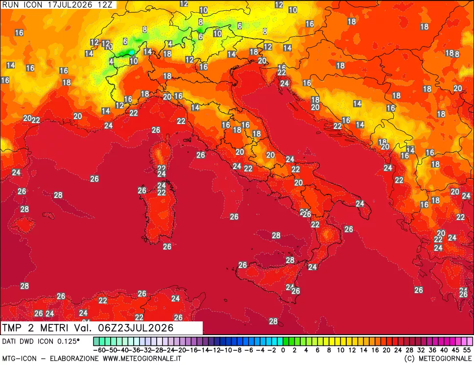 mappa Temp 2 metri