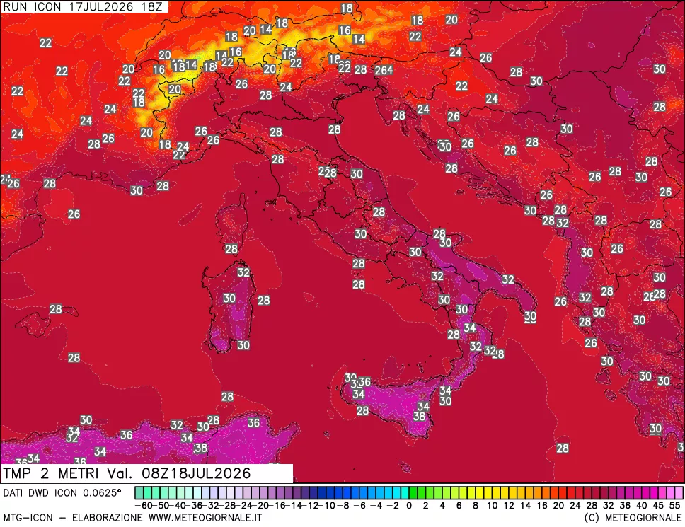 mappa Temp 2 metri