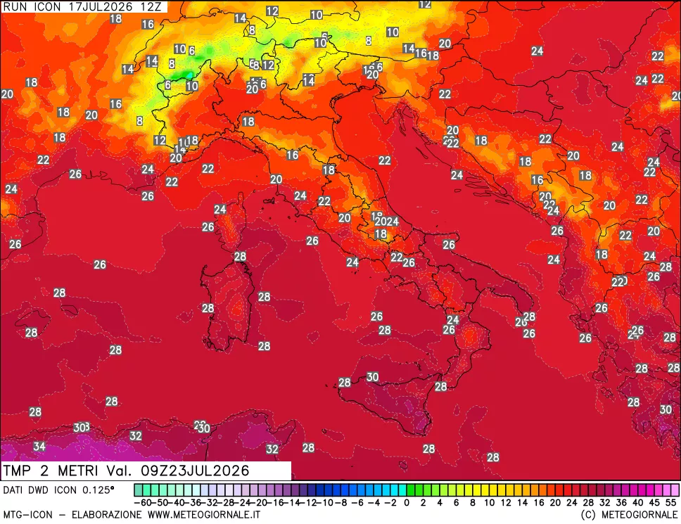 mappa Temp 2 metri