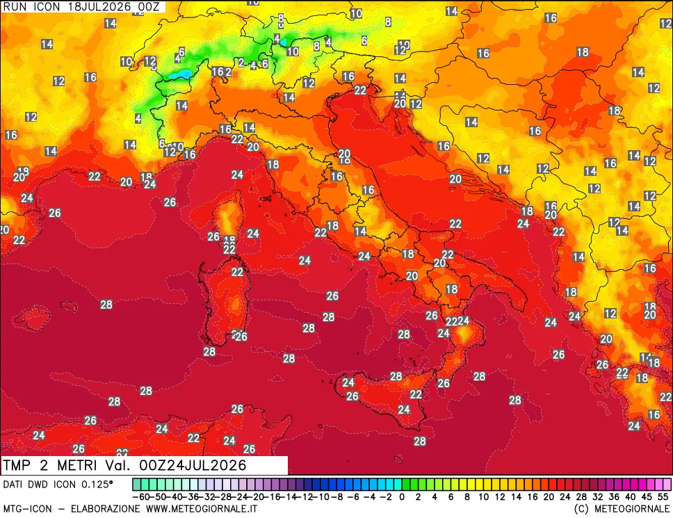 mappa Temp 2 metri
