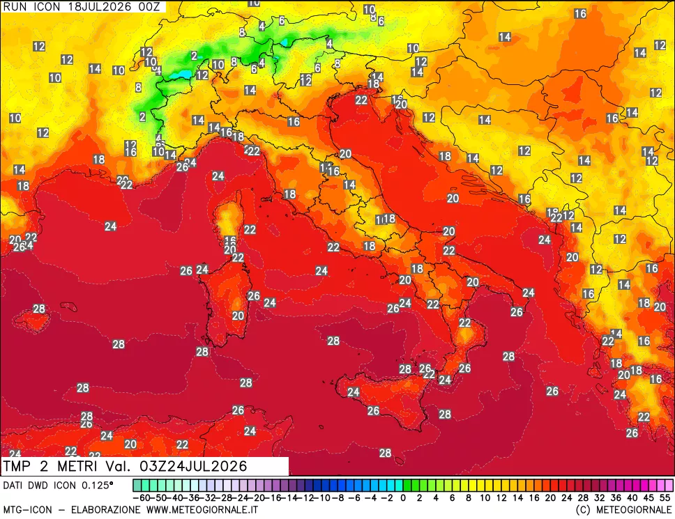 mappa Temp 2 metri