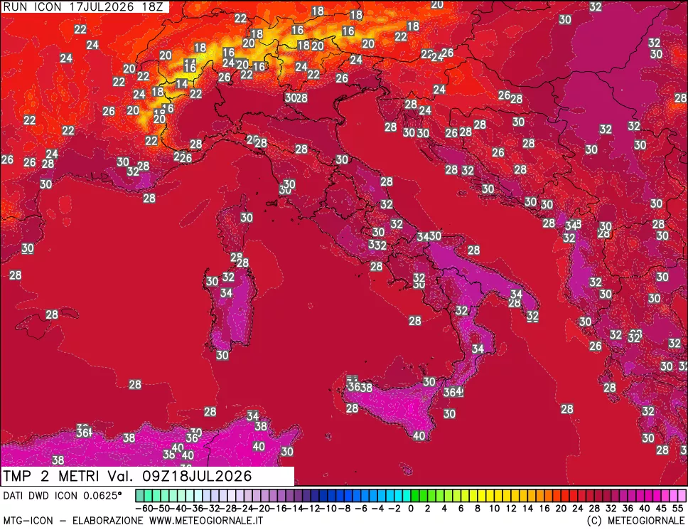 mappa Temp 2 metri