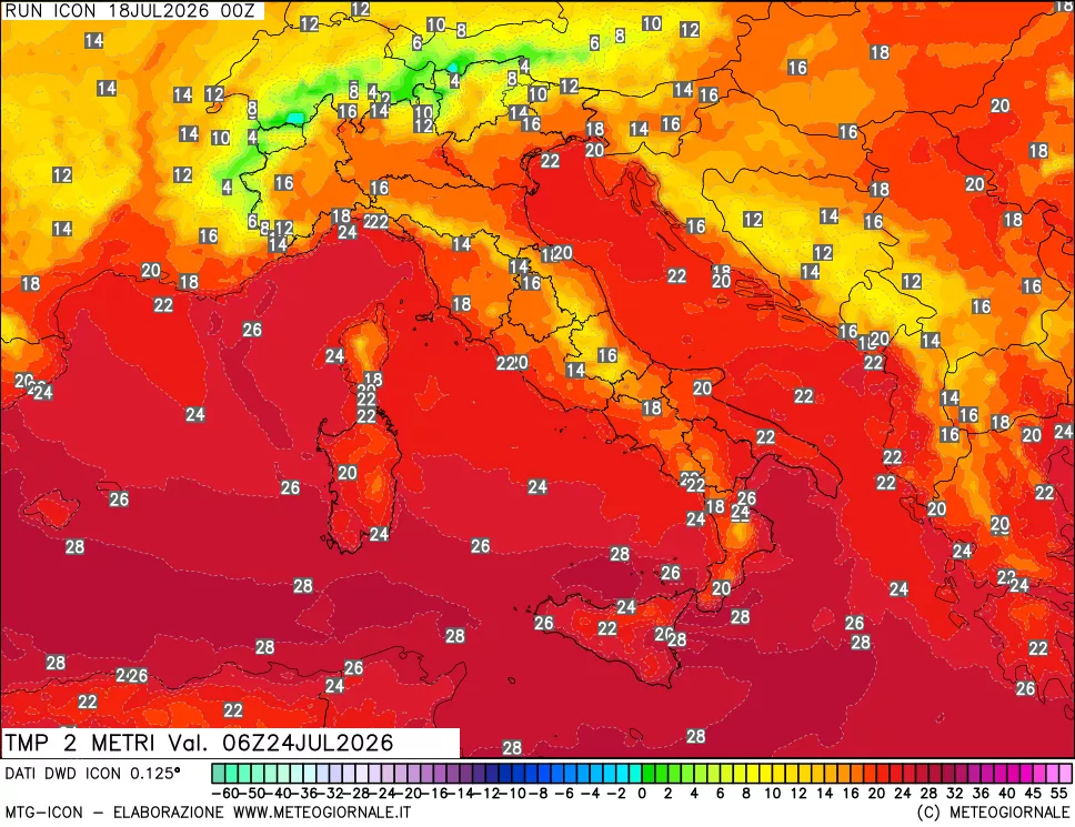 mappa Temp 2 metri