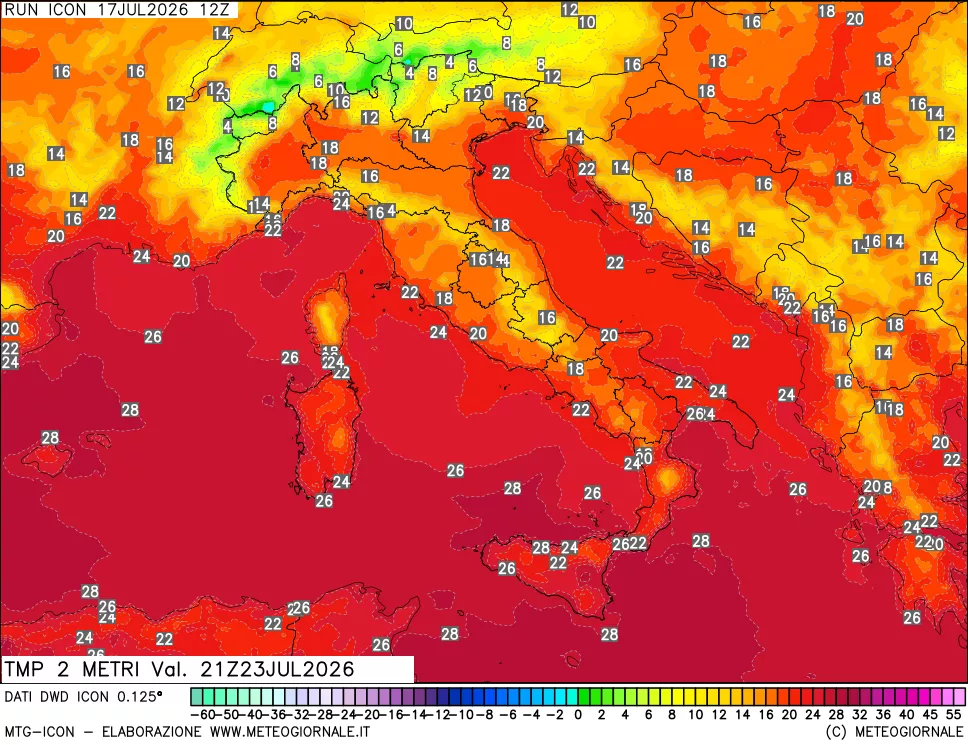 mappa Temp 2 metri