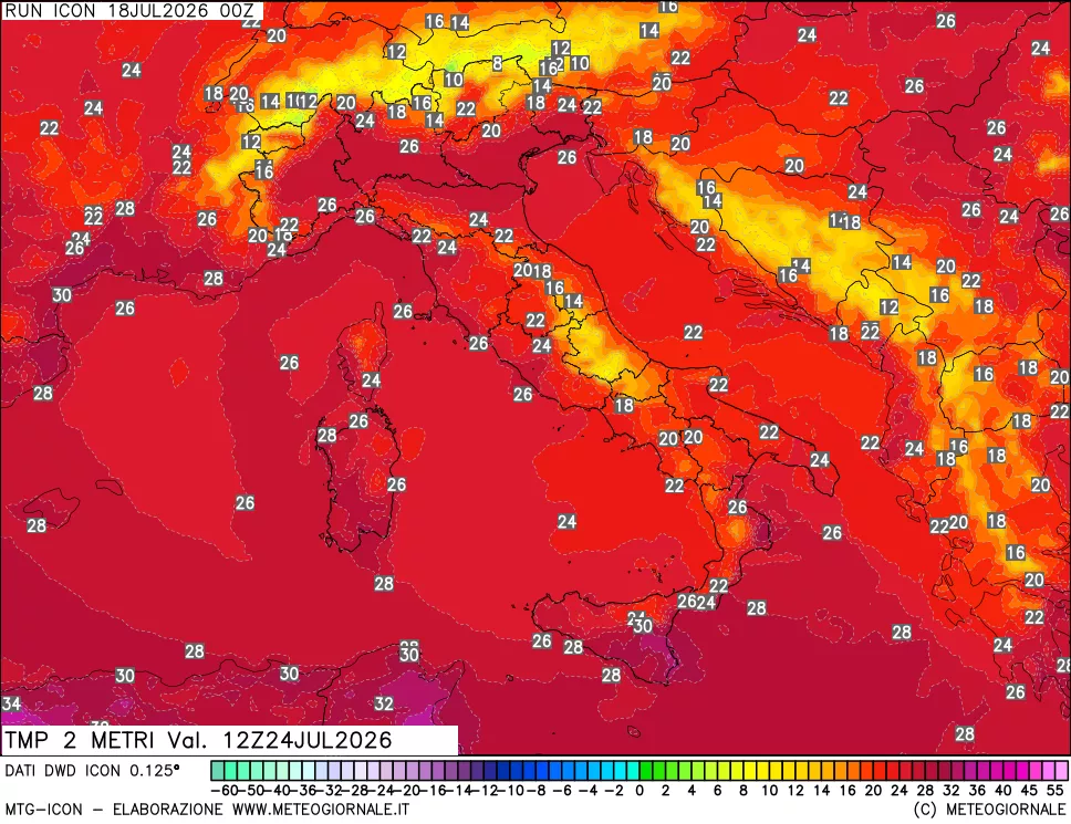 mappa Temp 2 metri