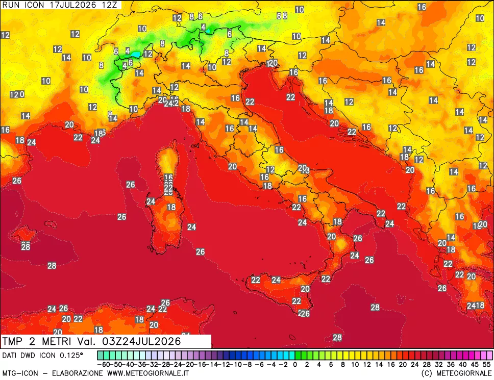 mappa Temp 2 metri
