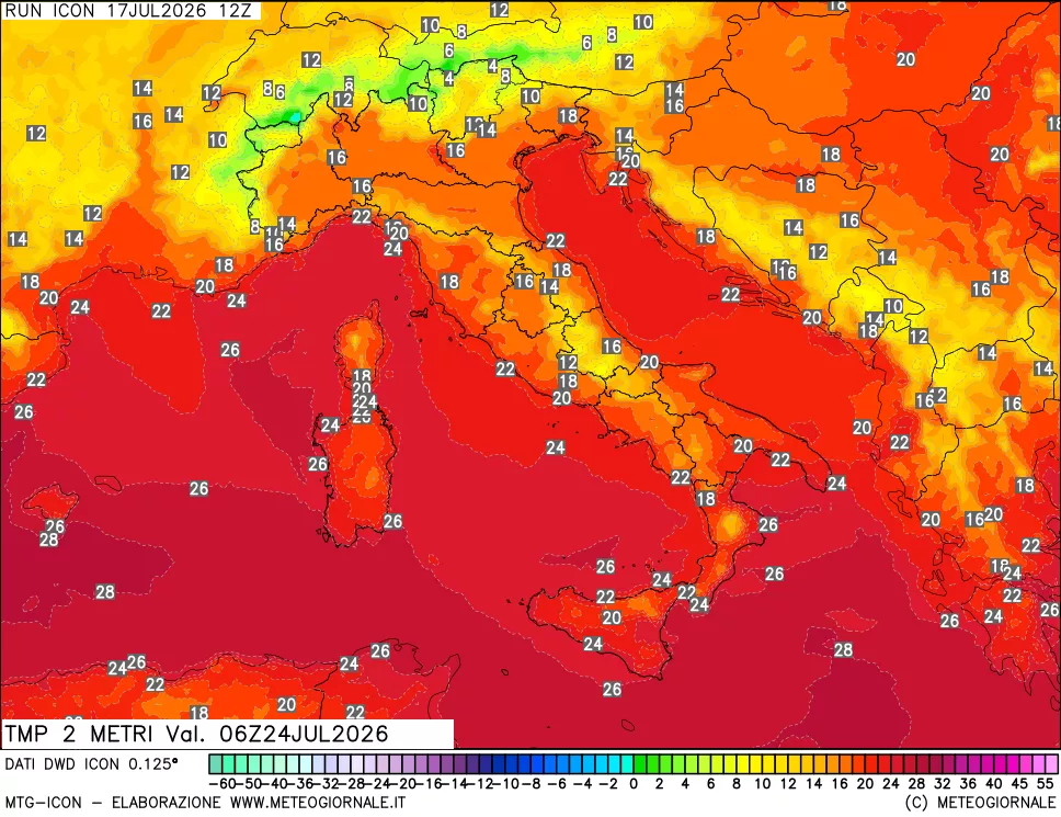 mappa Temp 2 metri