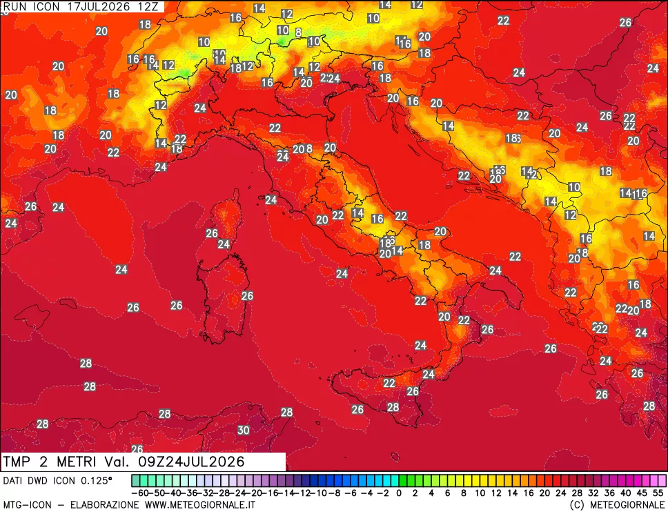 mappa Temp 2 metri
