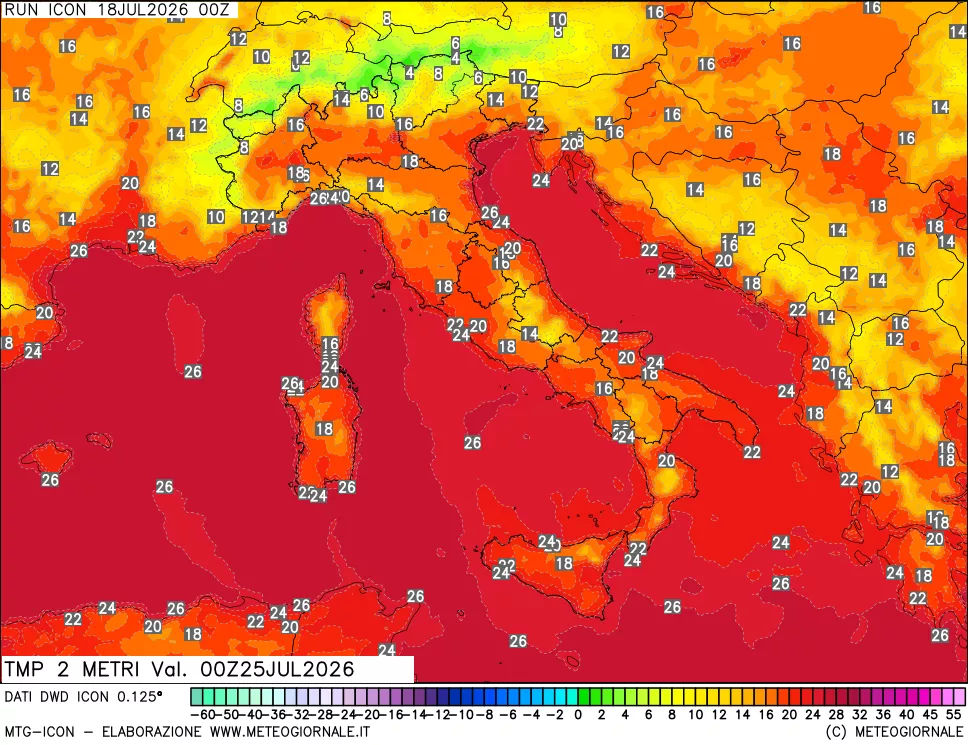 mappa Temp 2 metri