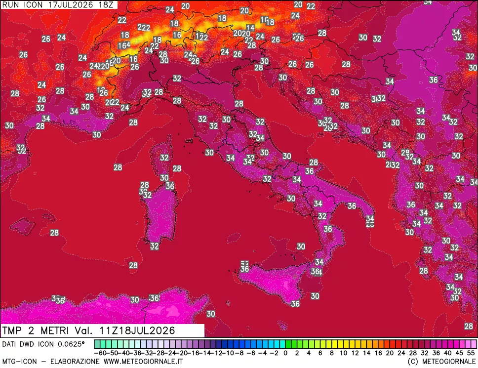 mappa Temp 2 metri