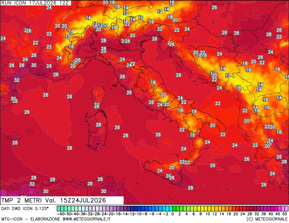 mappa Temp 2 metri