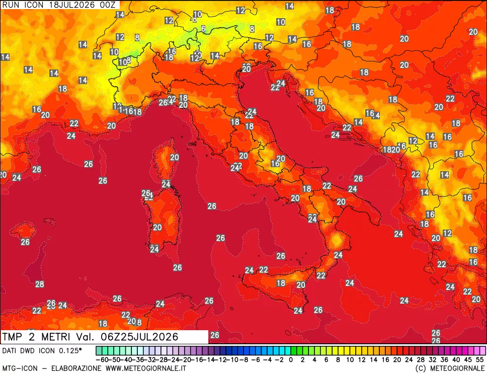 mappa Temp 2 metri