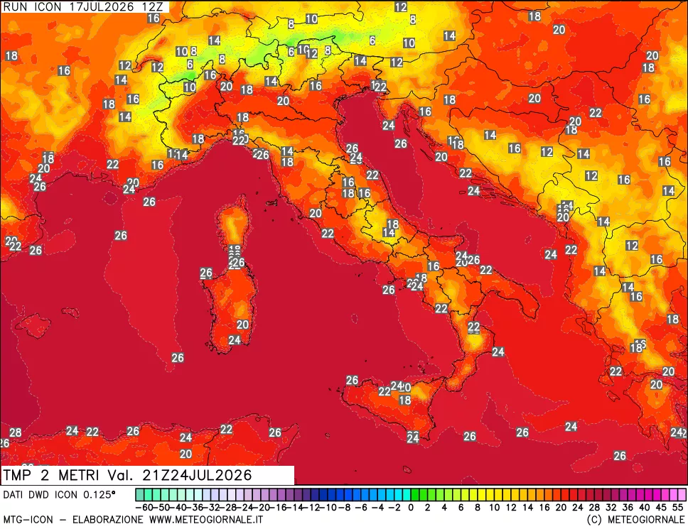 mappa Temp 2 metri