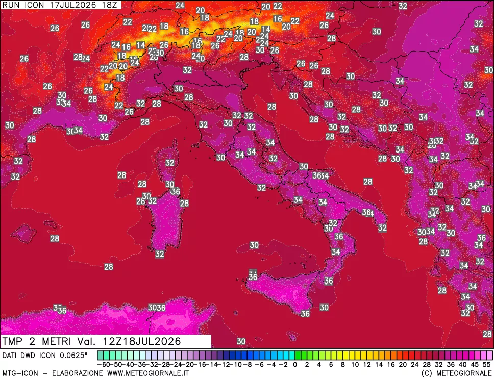 mappa Temp 2 metri