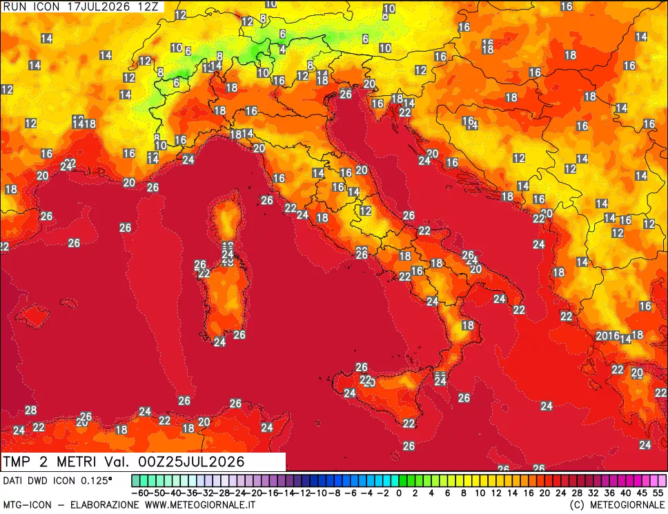 mappa Temp 2 metri