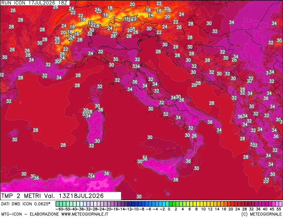 mappa Temp 2 metri