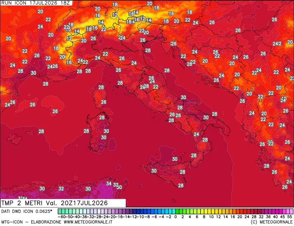 mappa Temp 2 metri