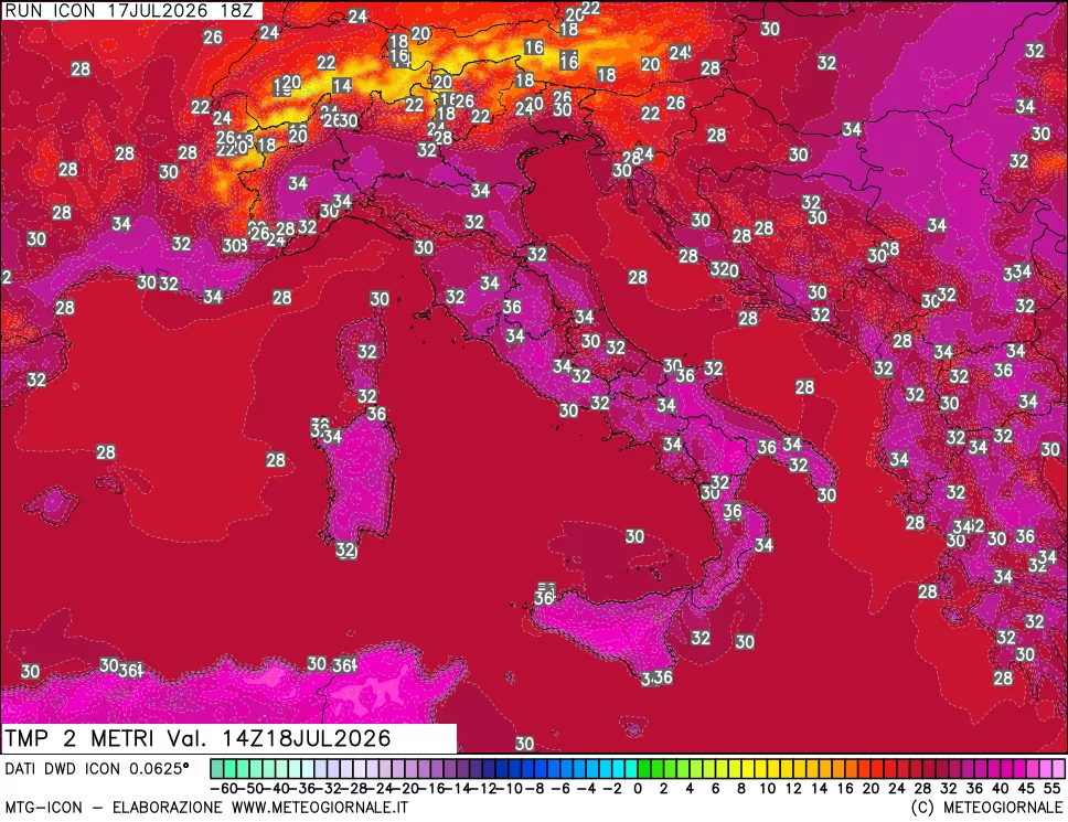 mappa Temp 2 metri