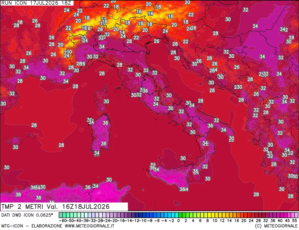 mappa Temp 2 metri