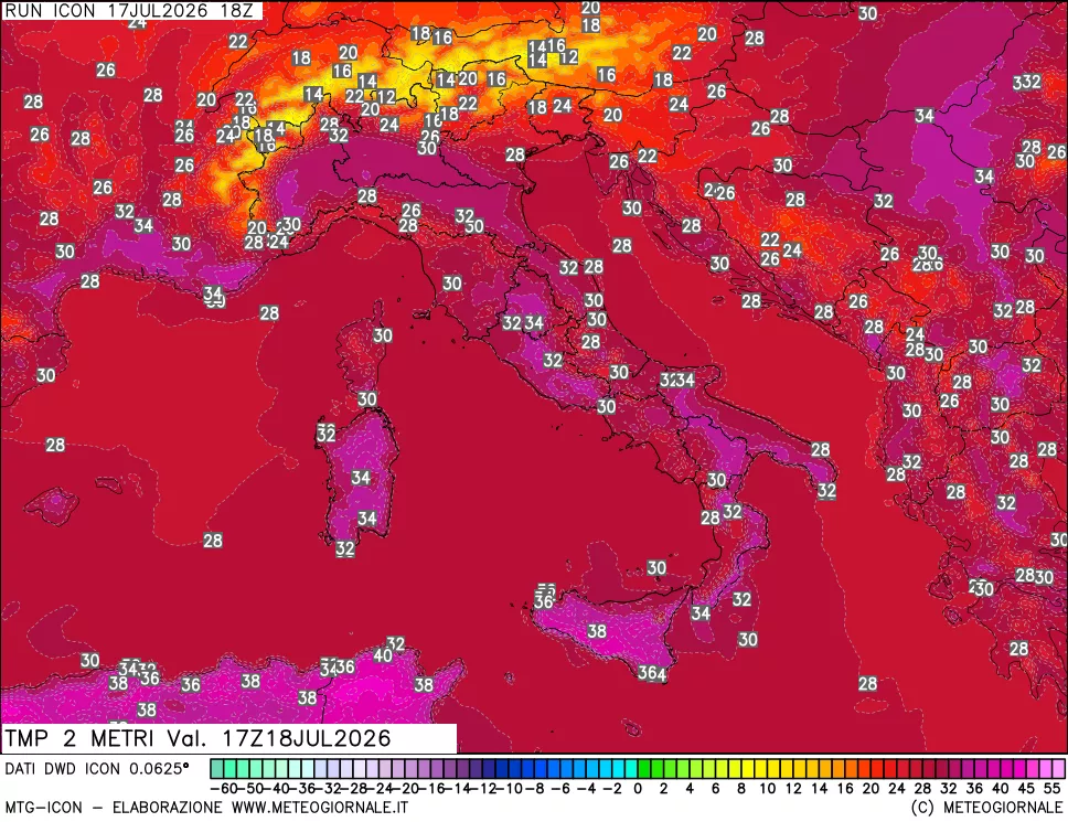 mappa Temp 2 metri