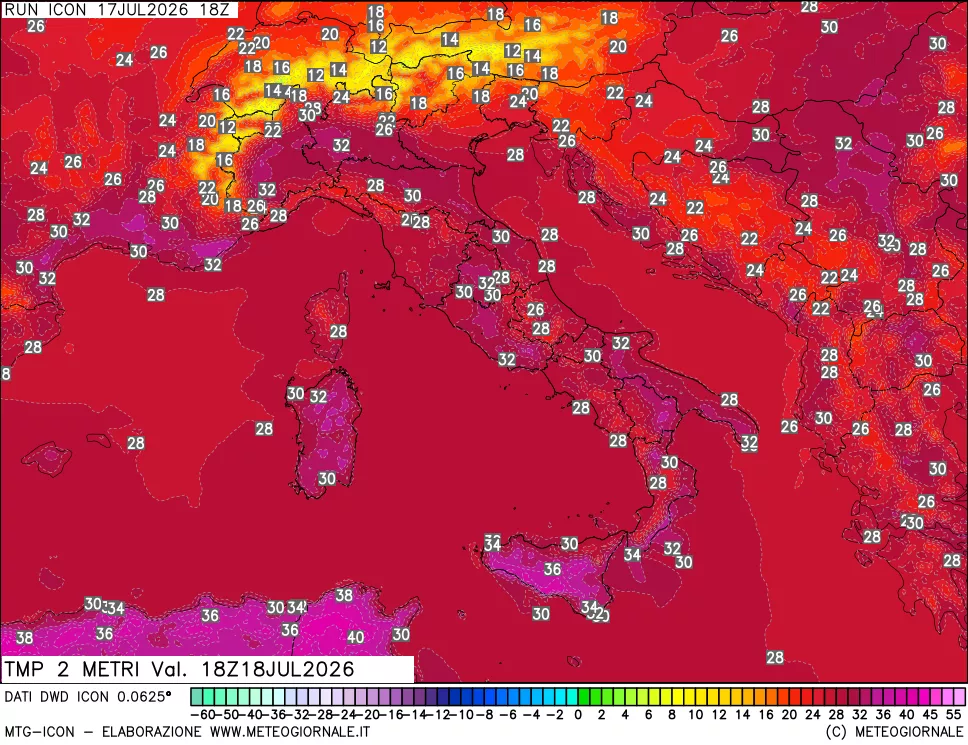 mappa Temp 2 metri