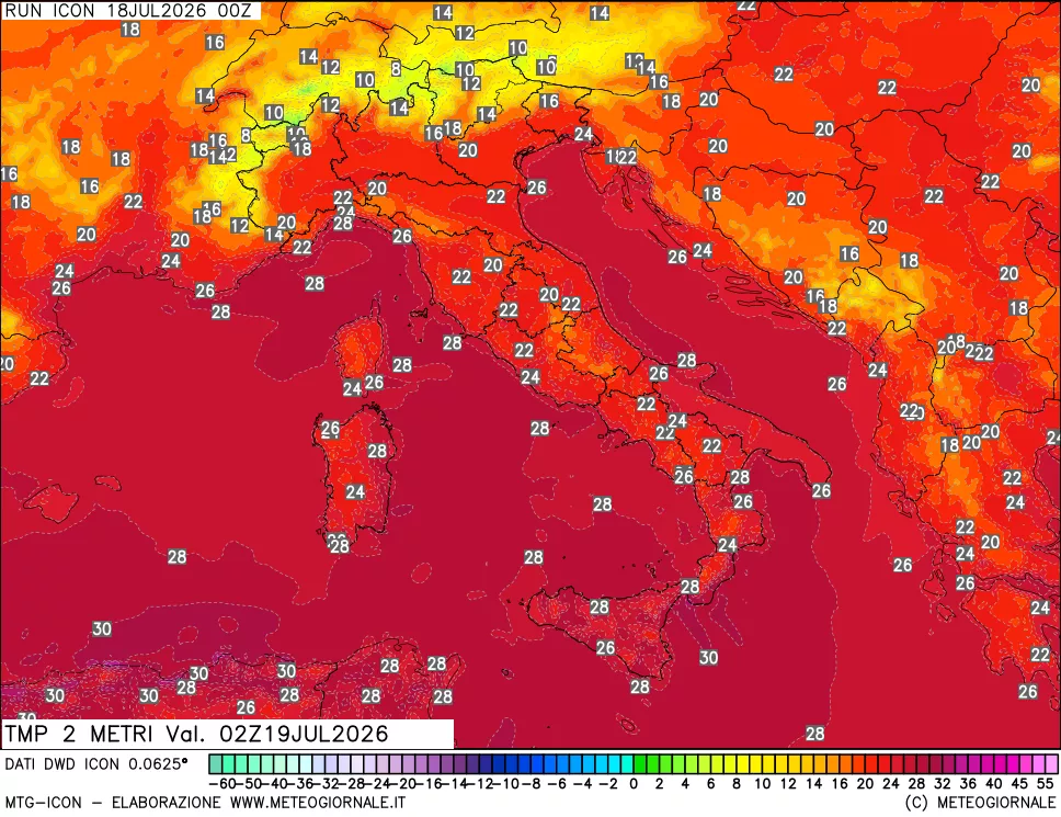 mappa Temp 2 metri