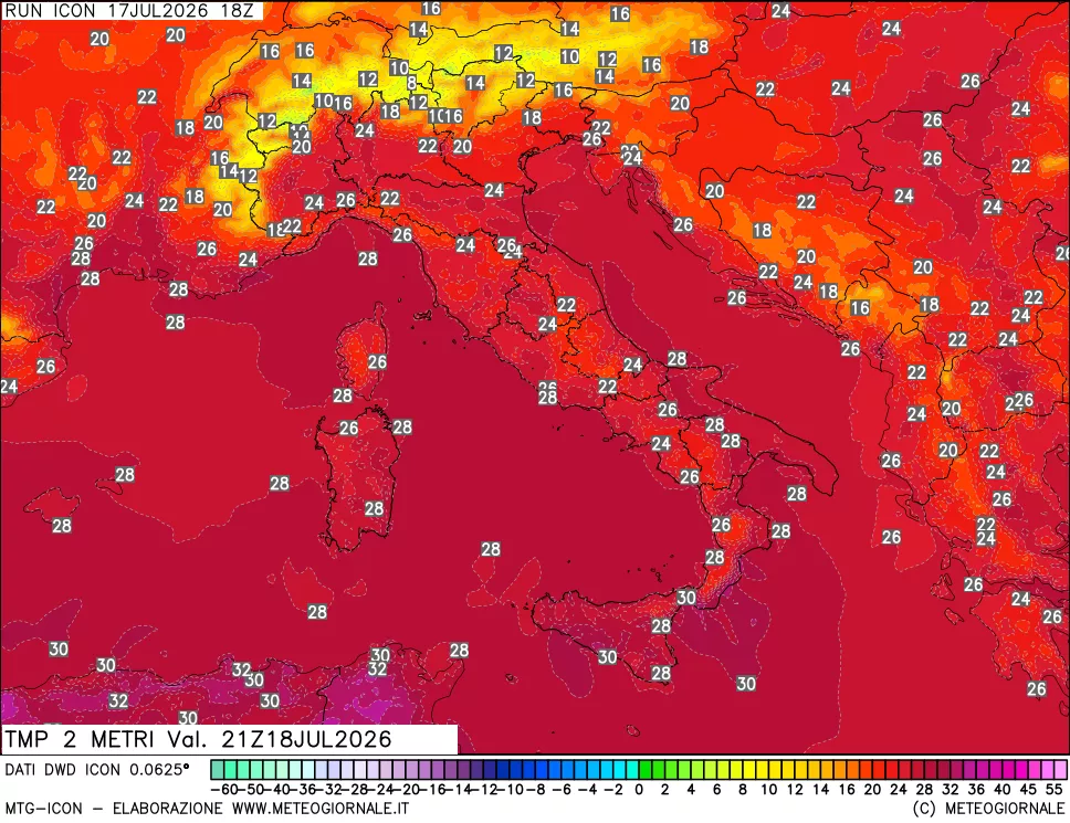 mappa Temp 2 metri